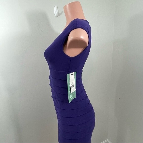 NWT American Living Purple Sheath Dress Ruched Fitted Size 2 Sleeveless - Picture 4 of 9